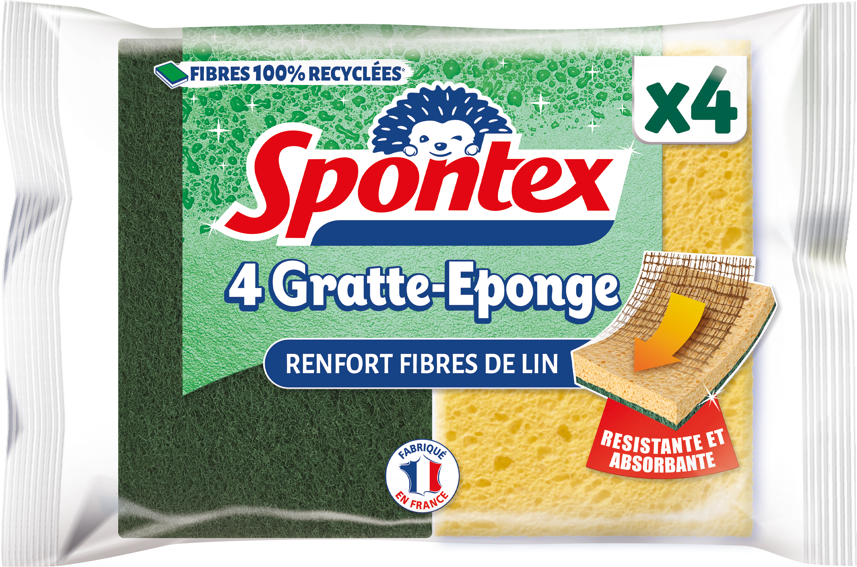 SPONTEX - Eponge Tradition N°4 - 2 éponges végétales ultra absorbantes :  : Cuisine et Maison