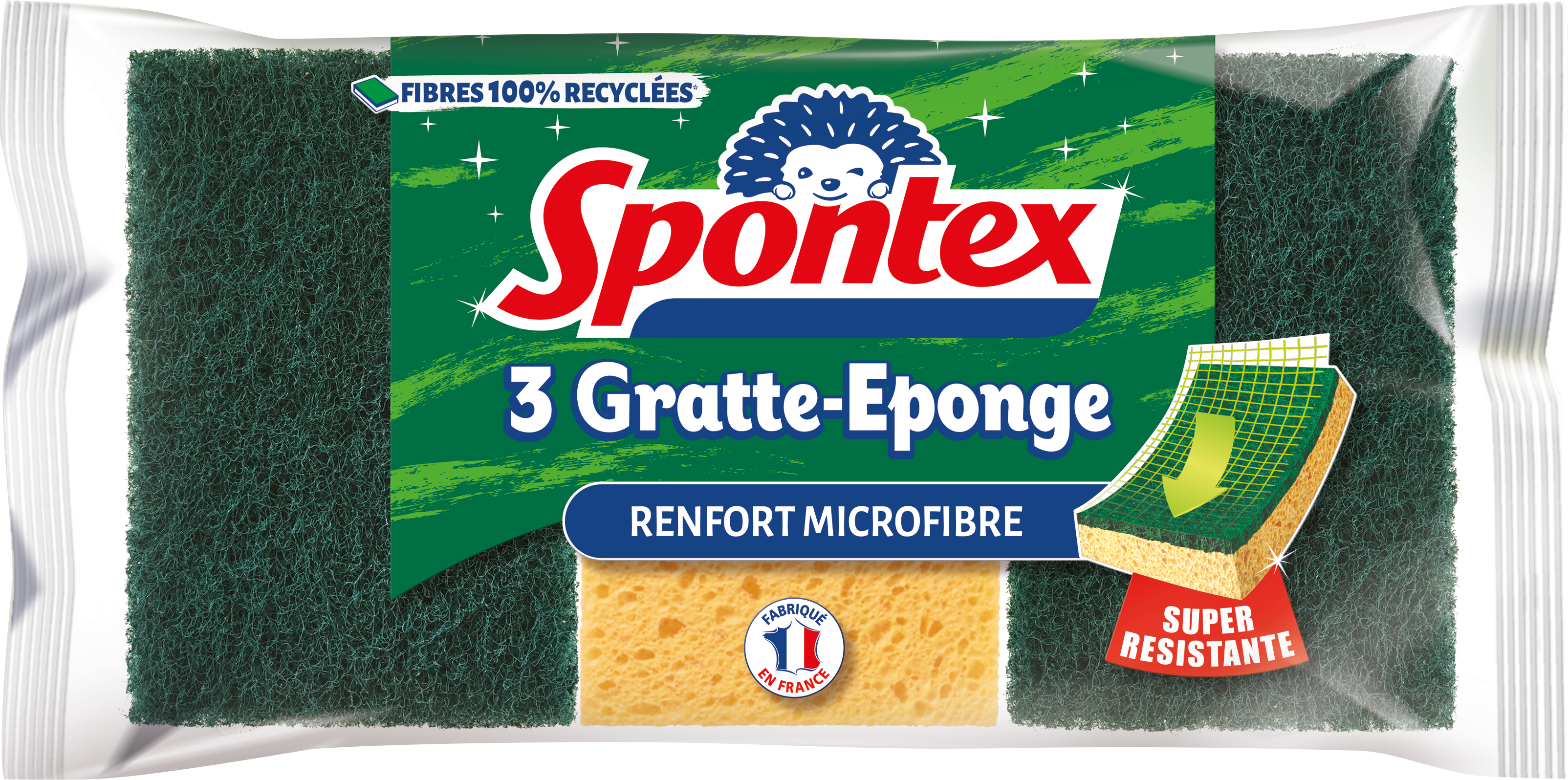 Spontex Eponge Microfibre Ultra Net Fini Les Traces Par 2 (lot de 3 soit 6  éponges) 