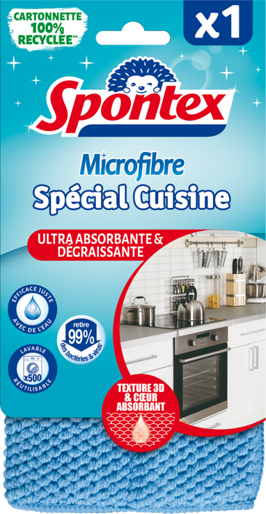 Spontex - Lavettes microfibre pour multi-usages et spéciale cuisine jaune  et bleu (2 pièces), Delivery Near You